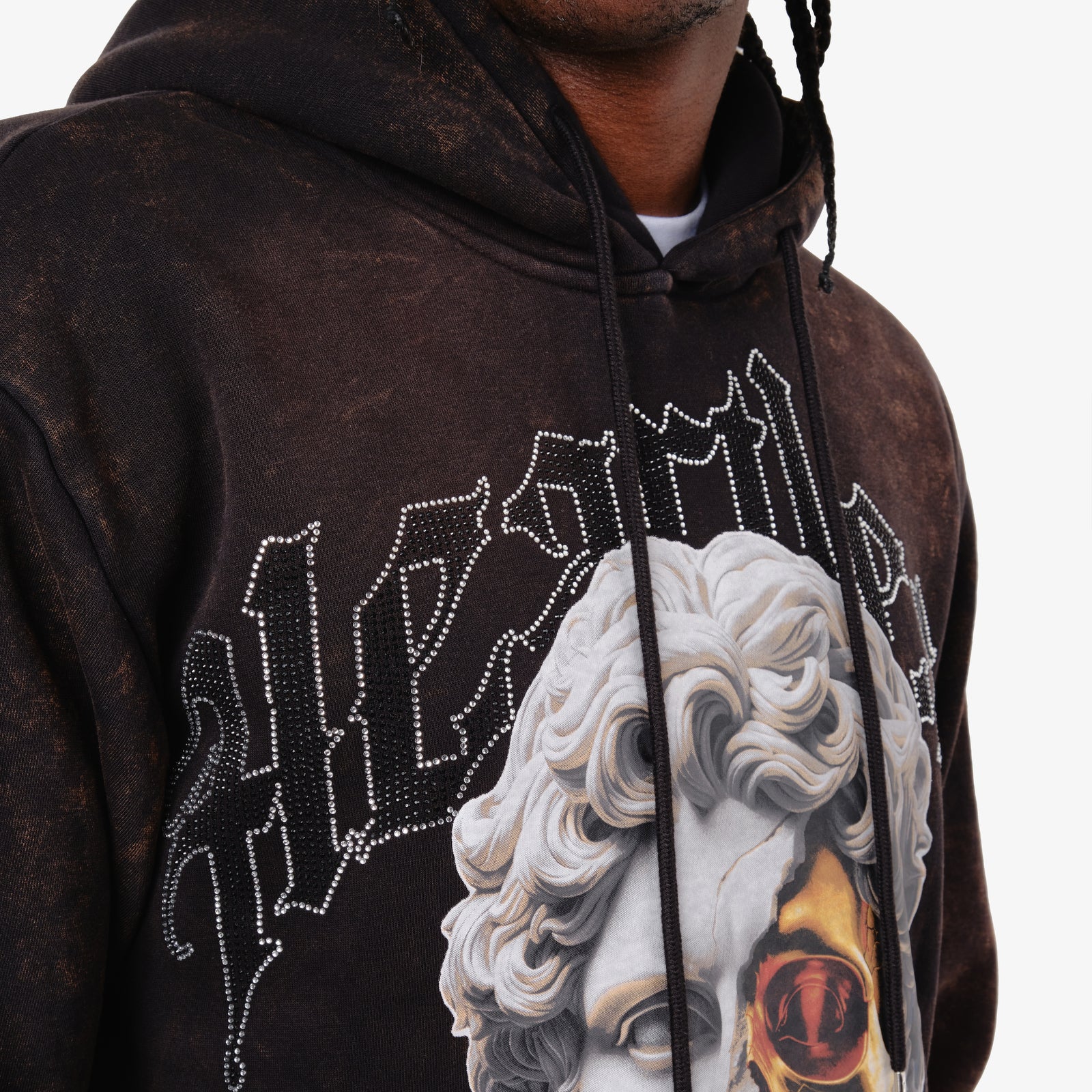 BLACK HEARTLESS CROPPED HOODIE