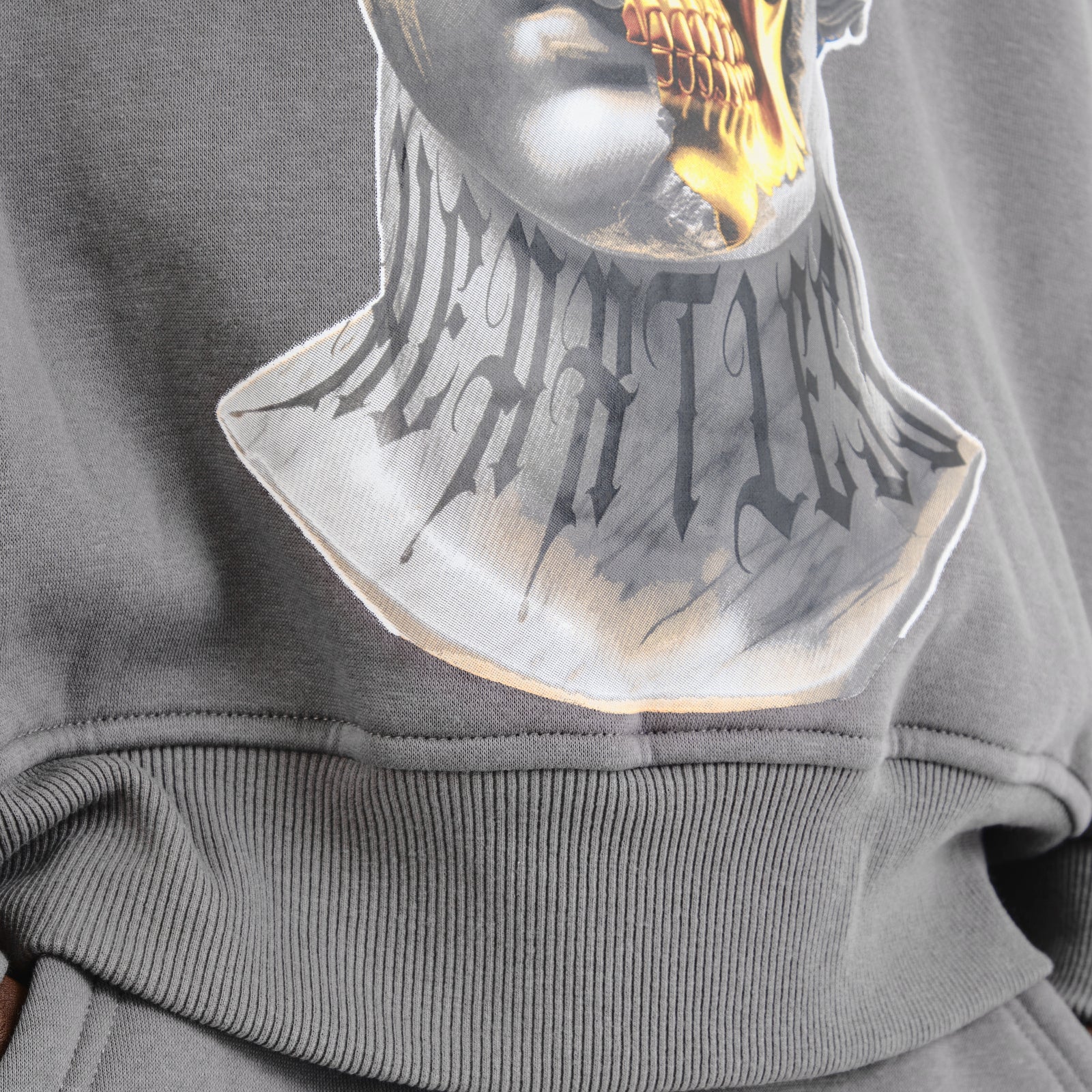 GREY HEARTLESS CROPPED HOODIE