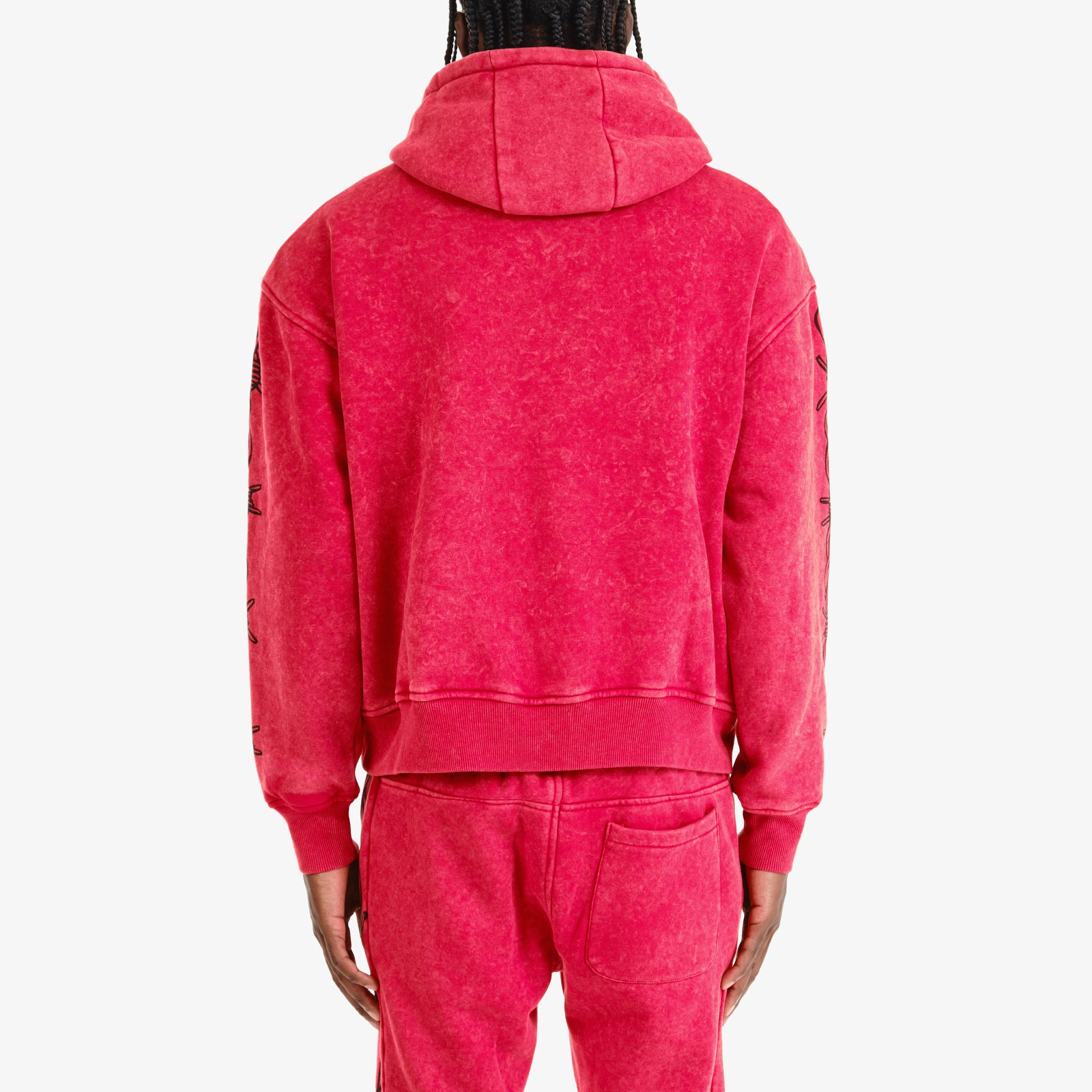 RED HEARTLESS CROPPED HOODIE