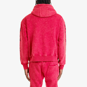 RED HEARTLESS CROPPED HOODIE