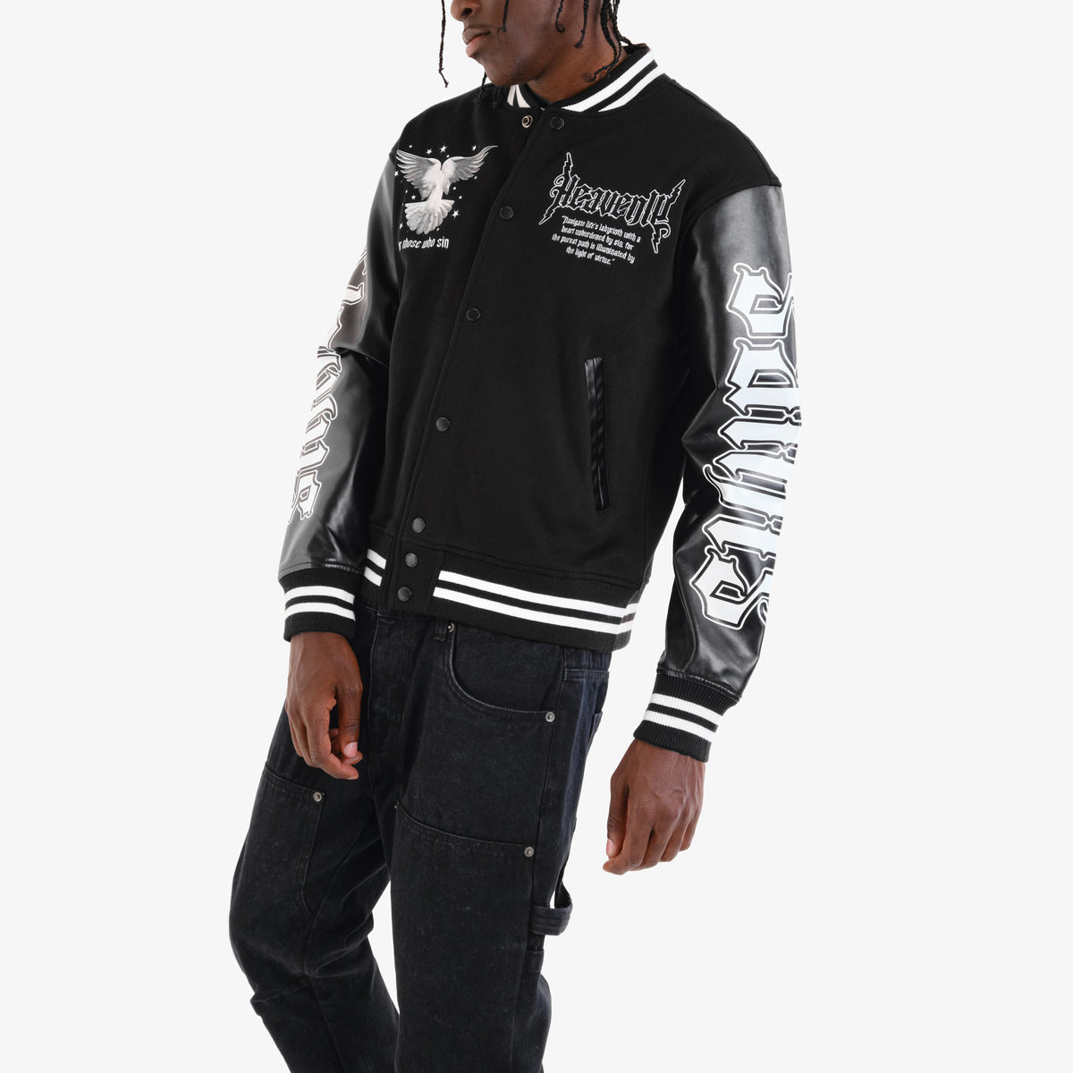 BLACK HEAVENLY VARSITY JACKET