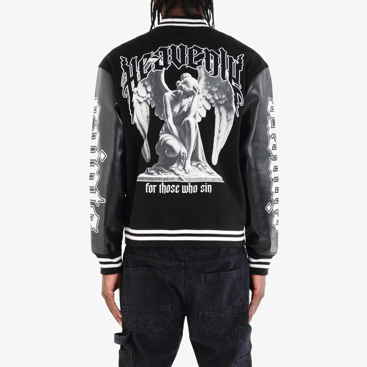 BLACK HEAVENLY VARSITY JACKET