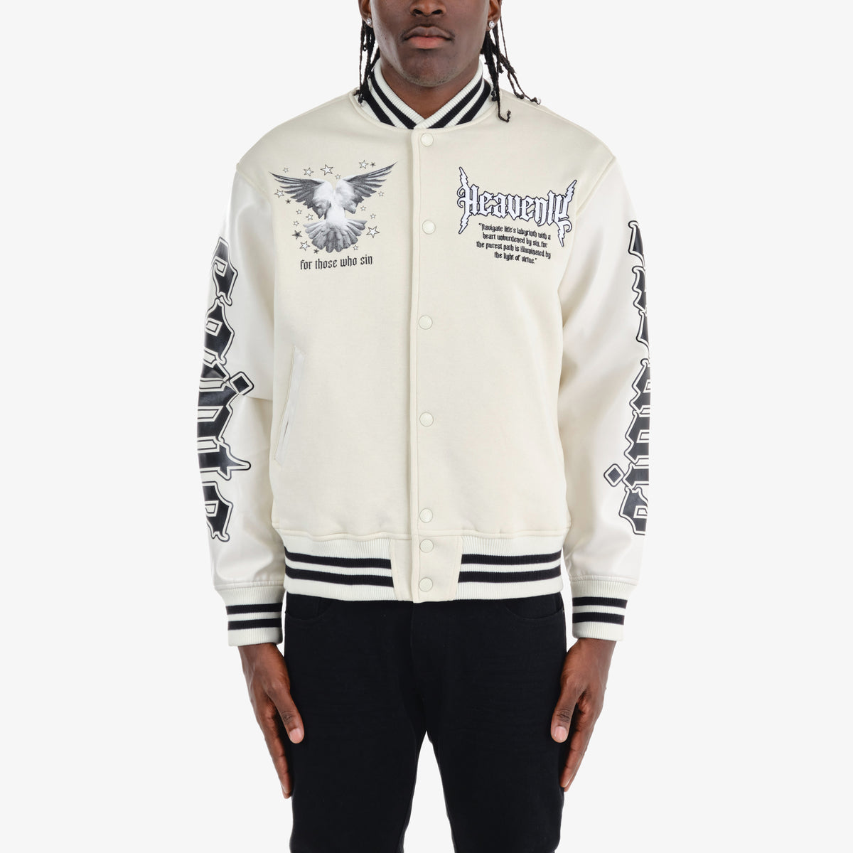 CREAM HEAVENLY VARSITY JACKET