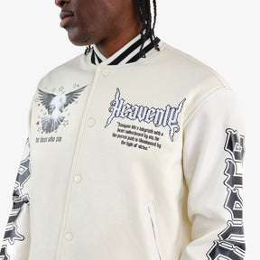 CREAM HEAVENLY VARSITY JACKET