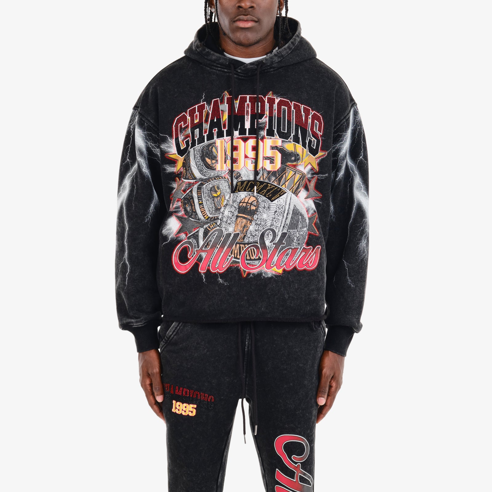 BLACK CHAMPIONS CROPPED HOODIE