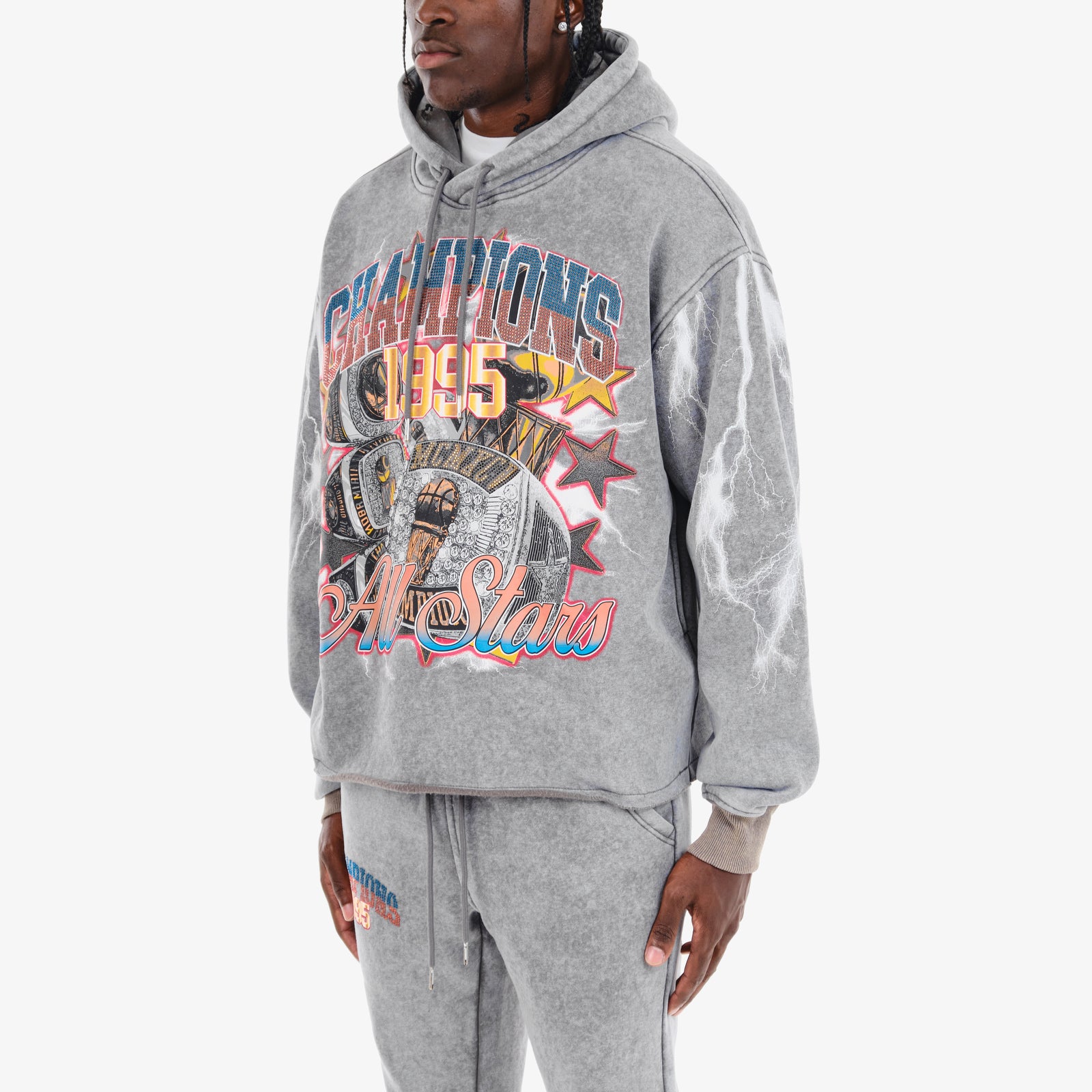 GREY CHAMPIONS CROPPED HOODIE