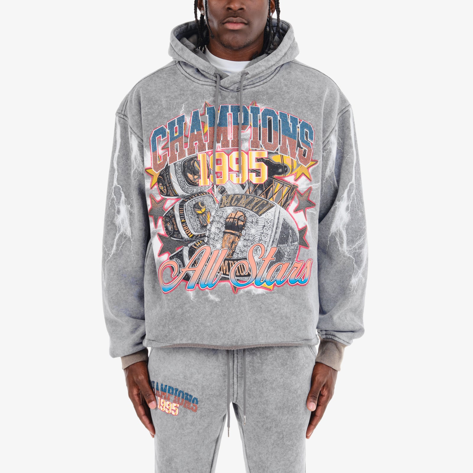 GREY CHAMPIONS CROPPED HOODIE