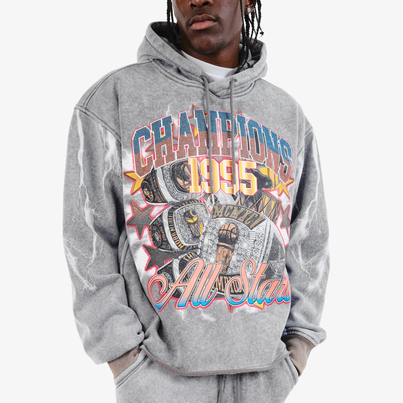 GREY CHAMPIONS CROPPED HOODIE