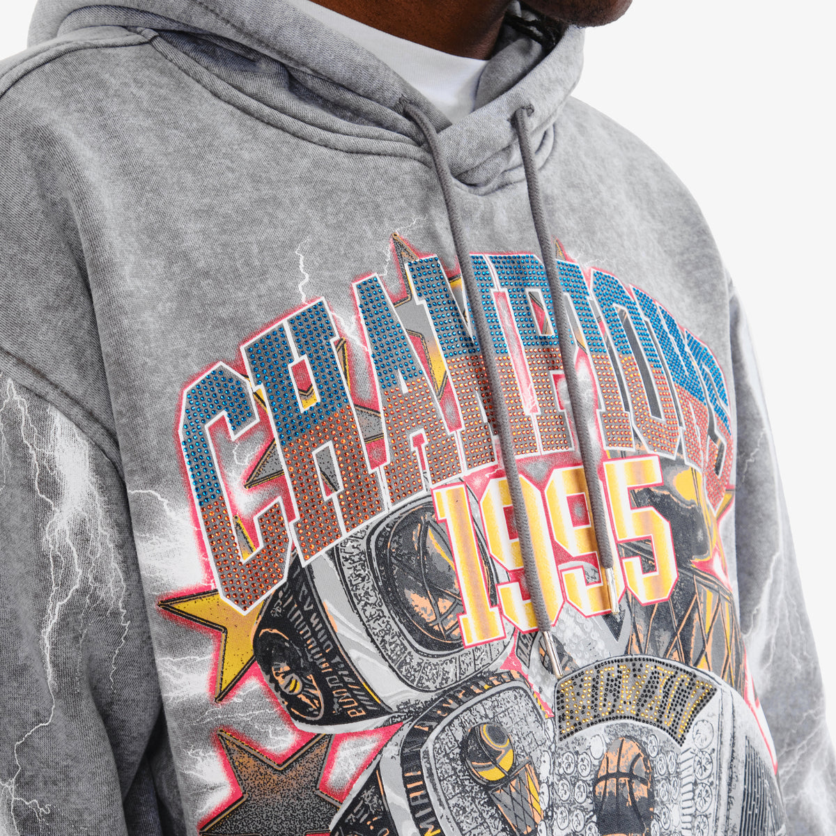 GREY CHAMPIONS CROPPED HOODIE