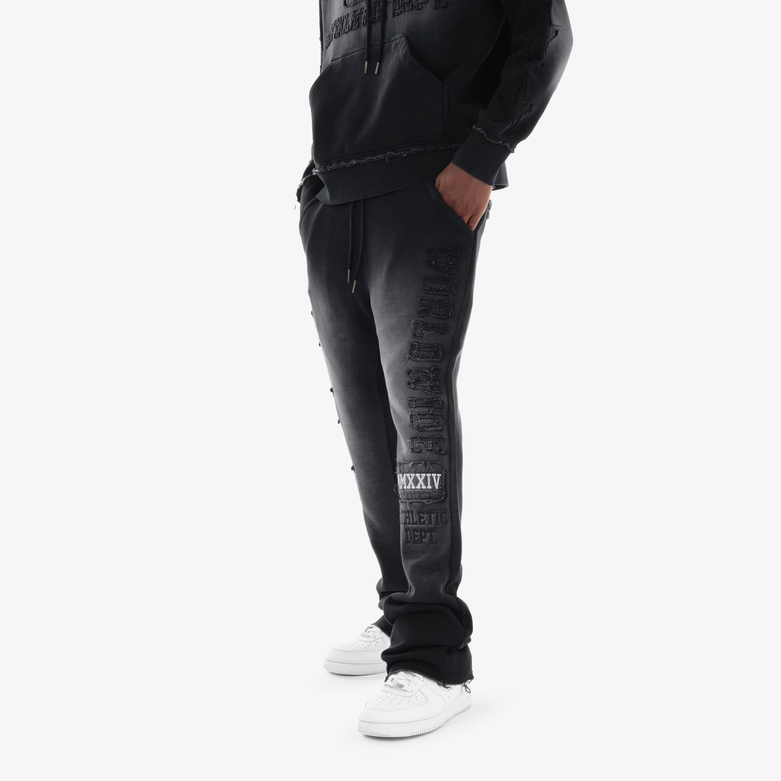 BLACK WORLDWIDE STACKED PANTS