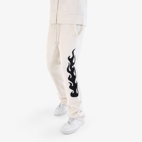 CREAM "SAINTS" MOHAIR STACKED PANTS