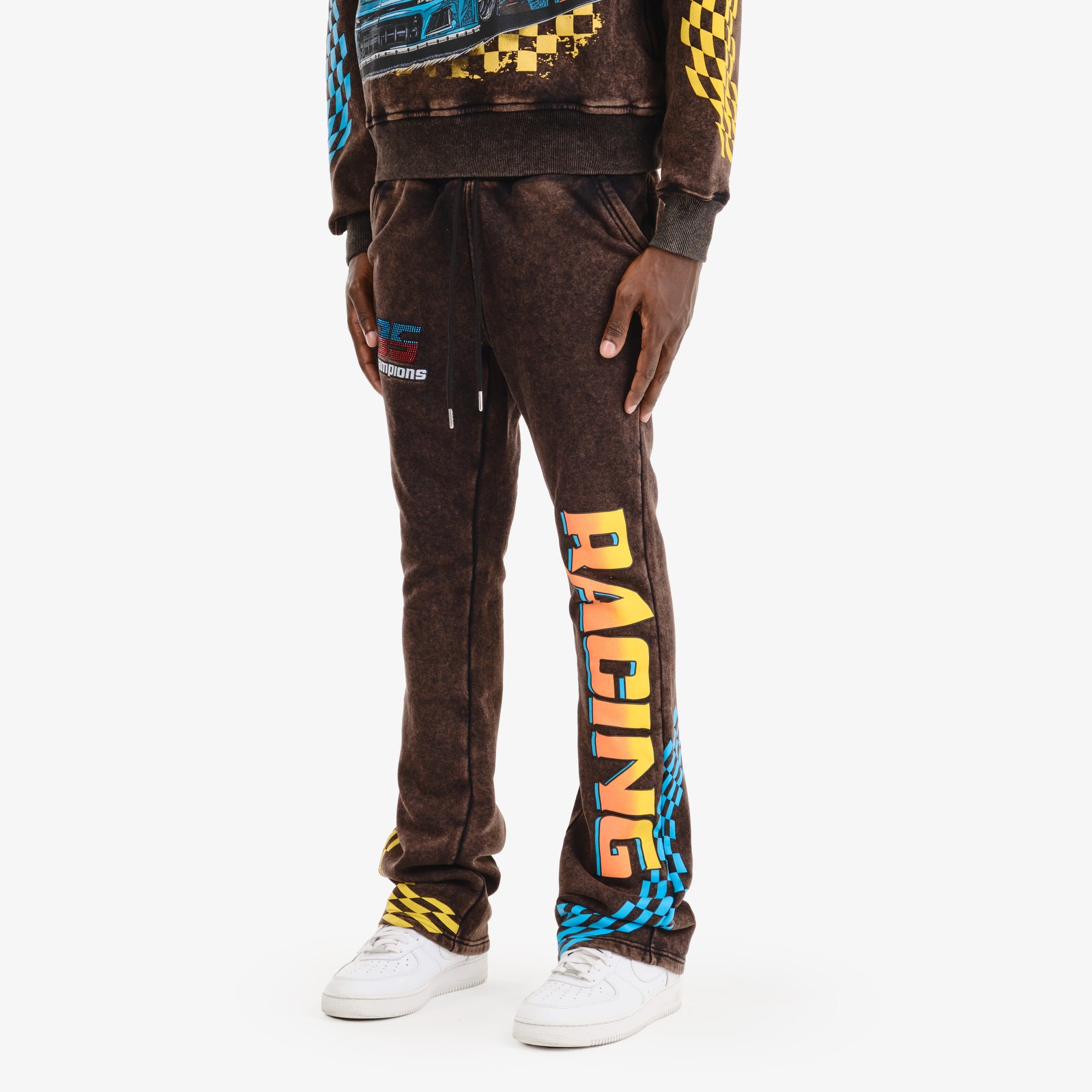 BLACK RACING STACKED PANTS