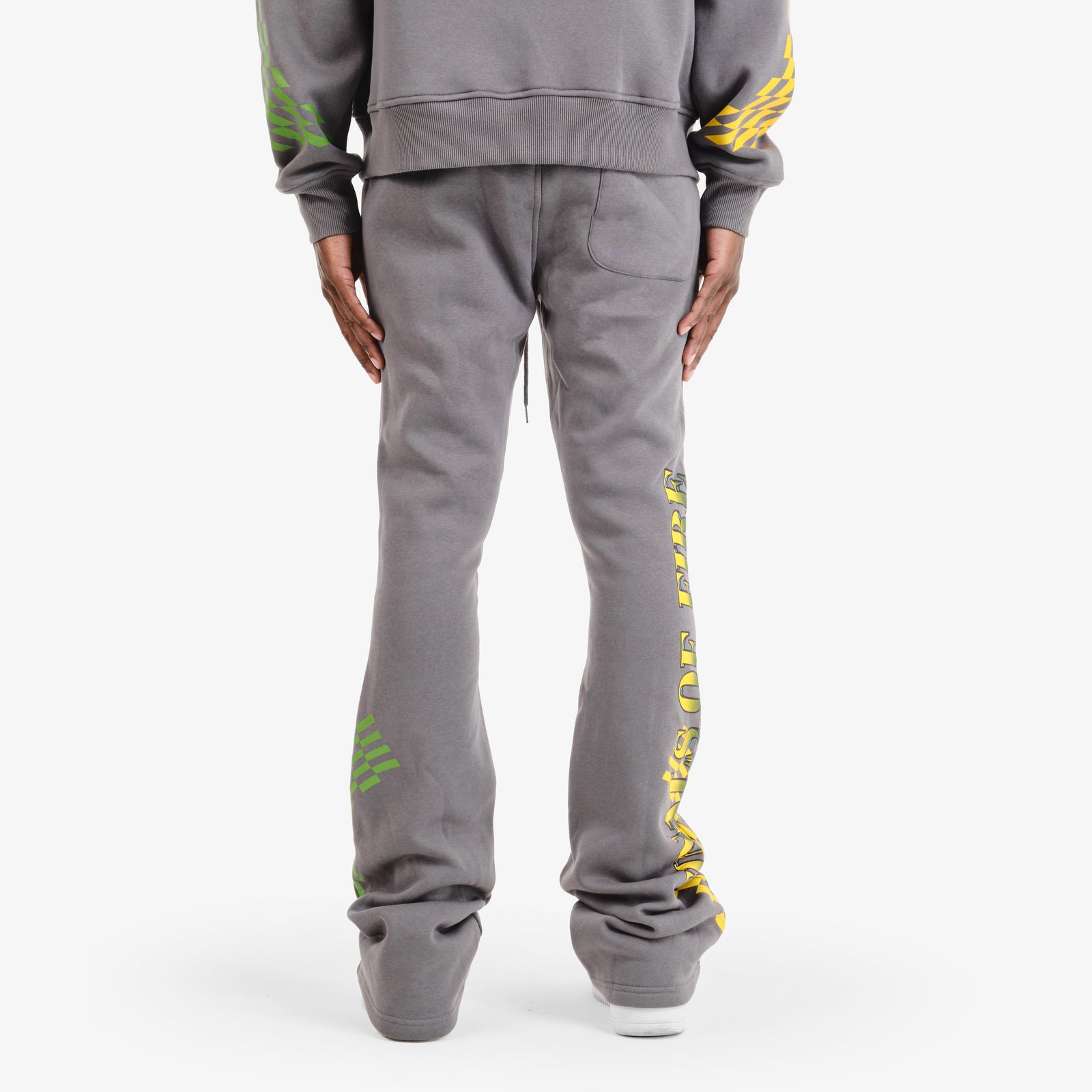 GREY RACING STACKED PANTS