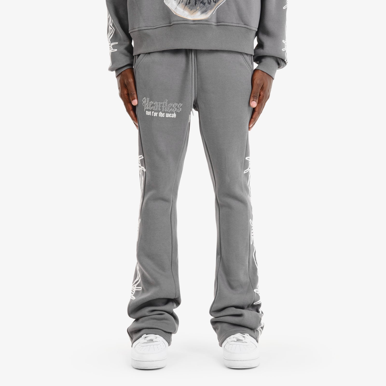 GREY HEARTLESS STACKED PANTS