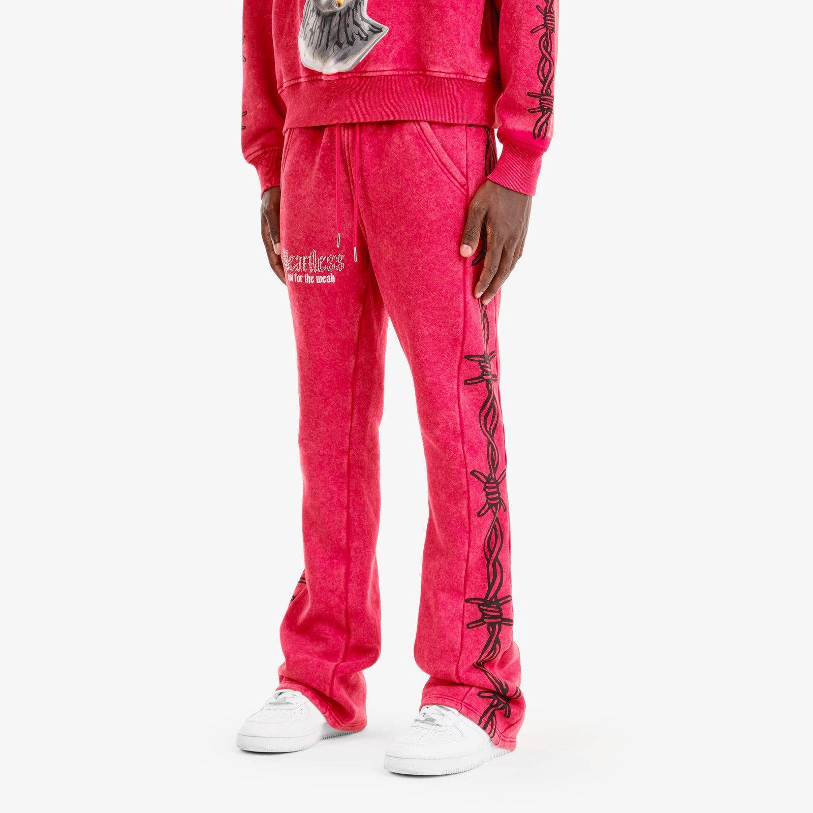 RED HEARTLESS STACKED PANTS