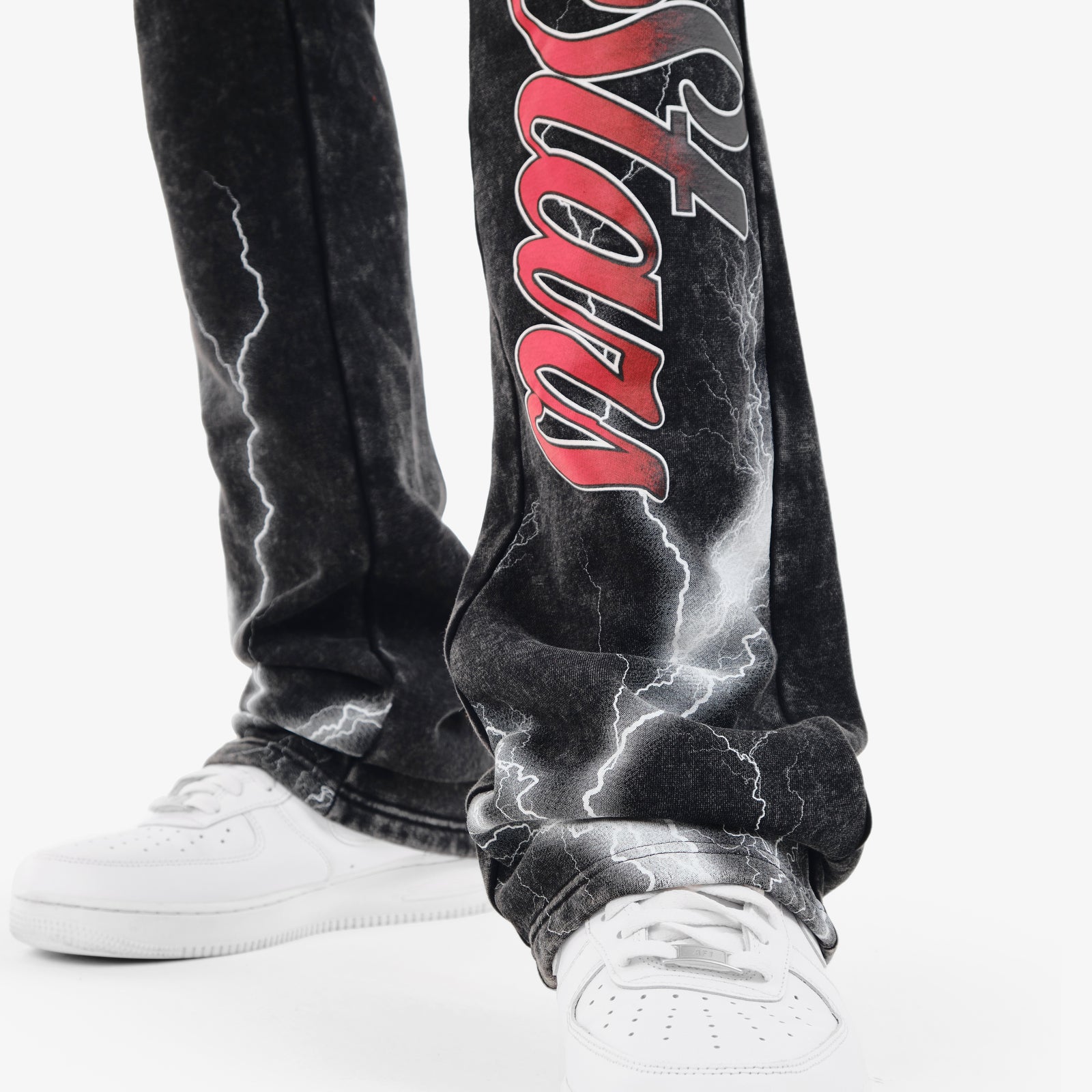 BLACK CHAMPIONS STACKED PANTS