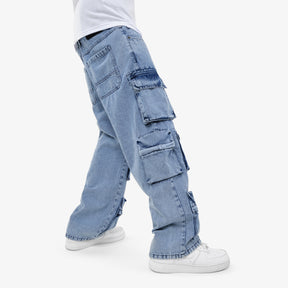 LIGHT BLUE CARGO COMFORT FIT JEANS