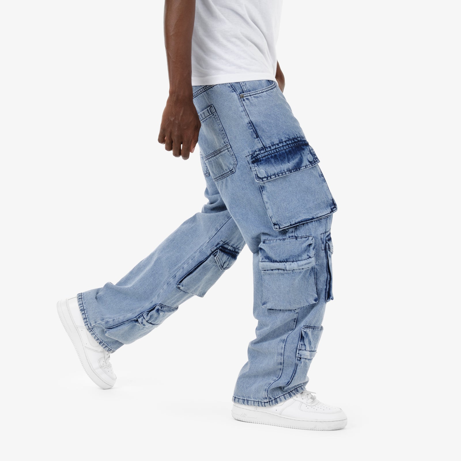 LIGHT BLUE CARGO COMFORT FIT JEANS