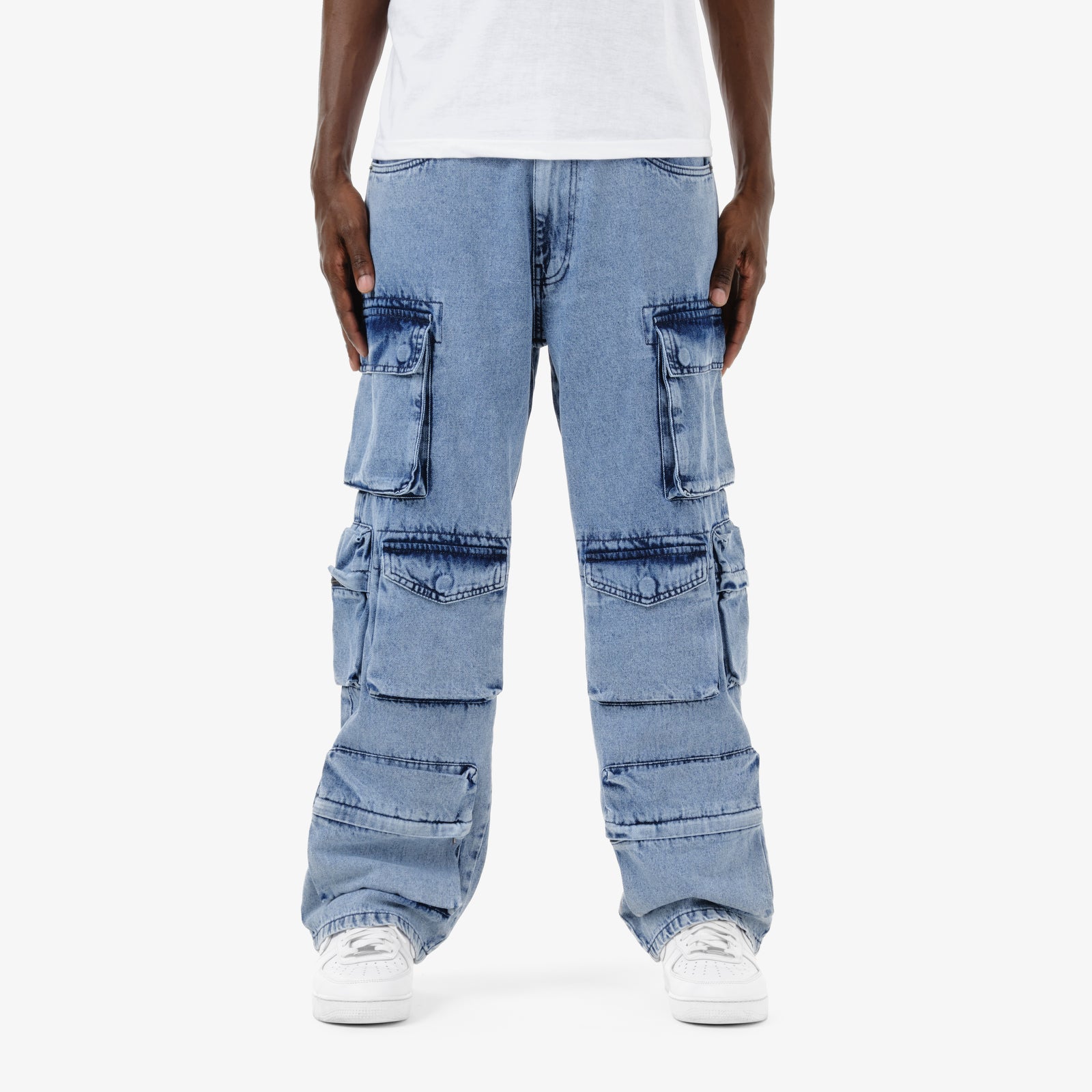 LIGHT BLUE CARGO COMFORT FIT JEANS