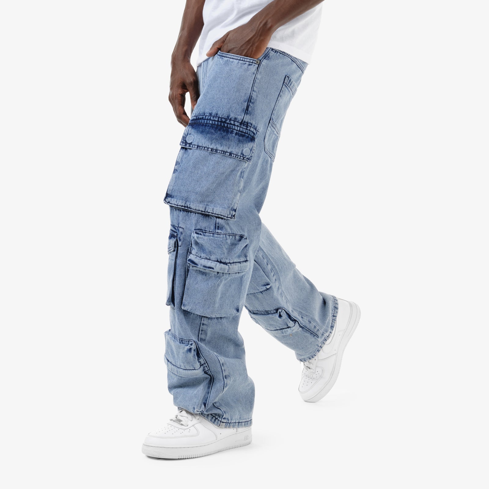 LIGHT BLUE CARGO COMFORT FIT JEANS