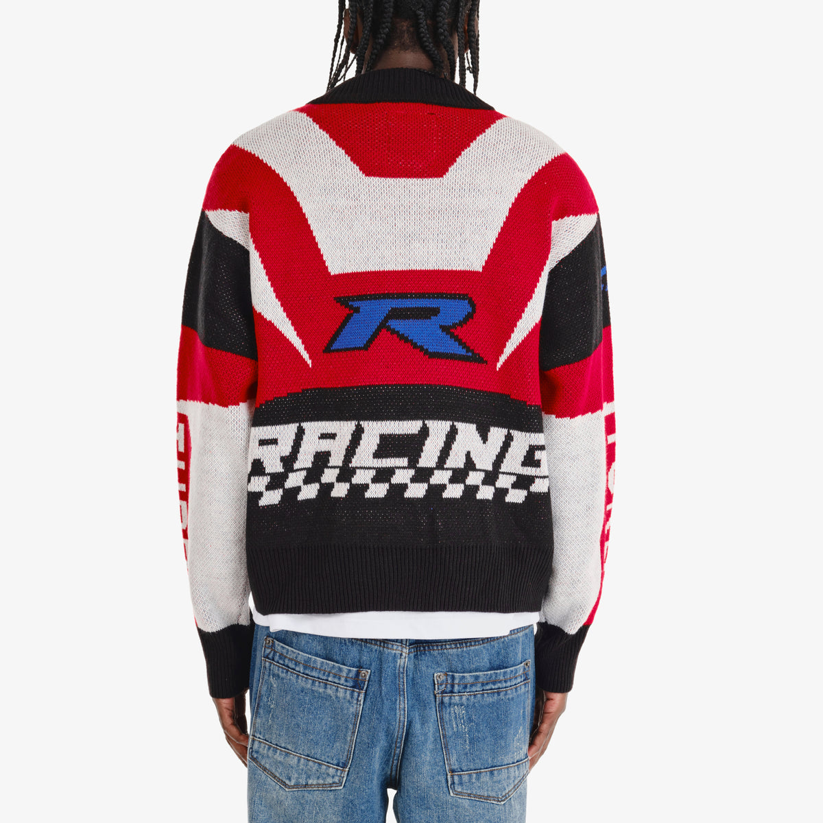 RED RACING FULL-ZIP SWEATER