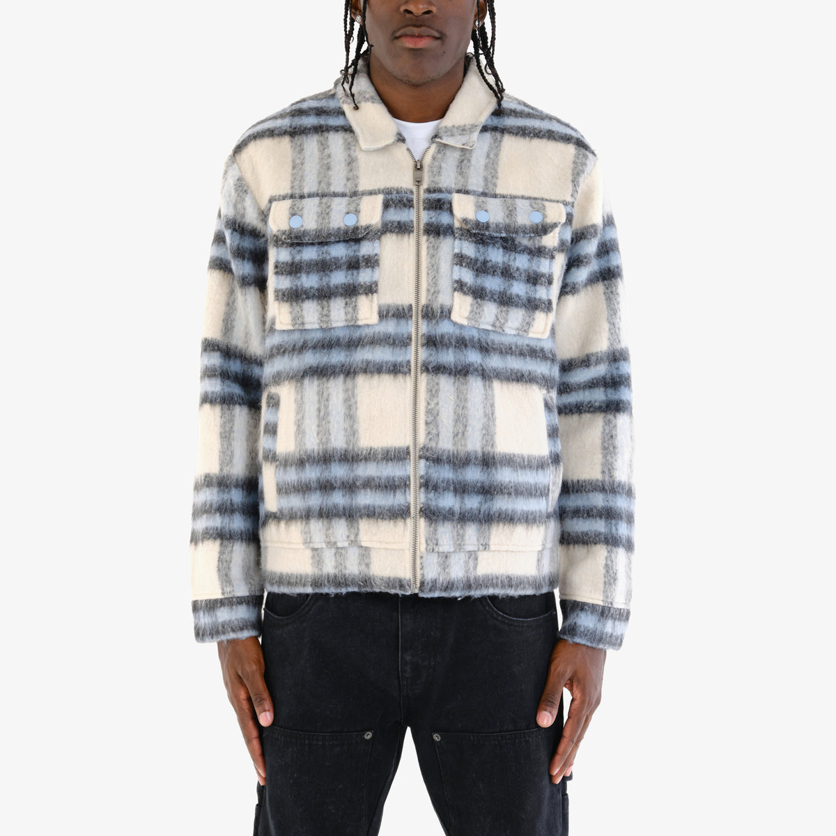 BLUE BRUSHED FLANNEL JACKET