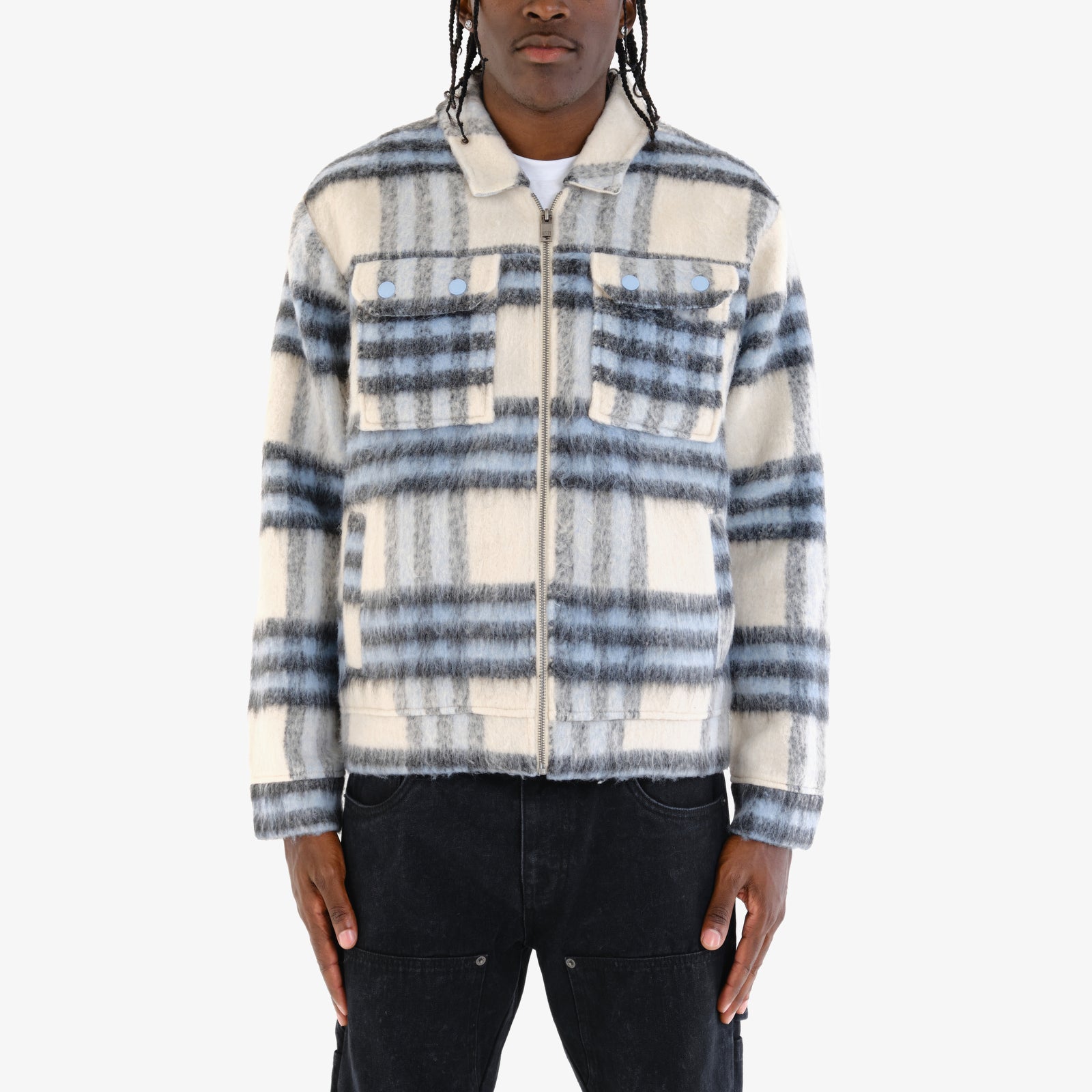 BLUE BRUSHED FLANNEL JACKET