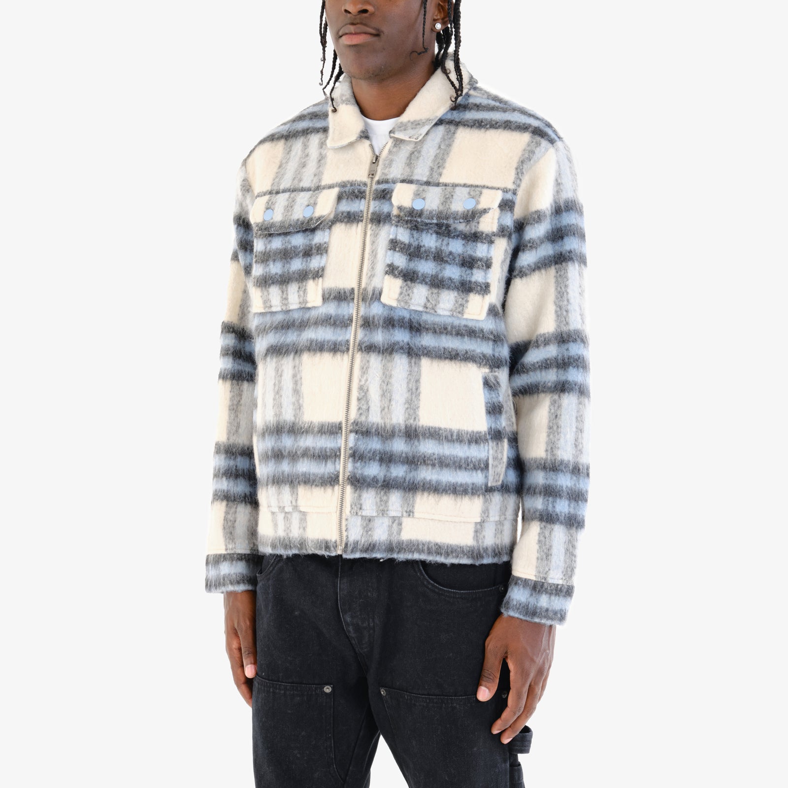 BLUE BRUSHED FLANNEL JACKET