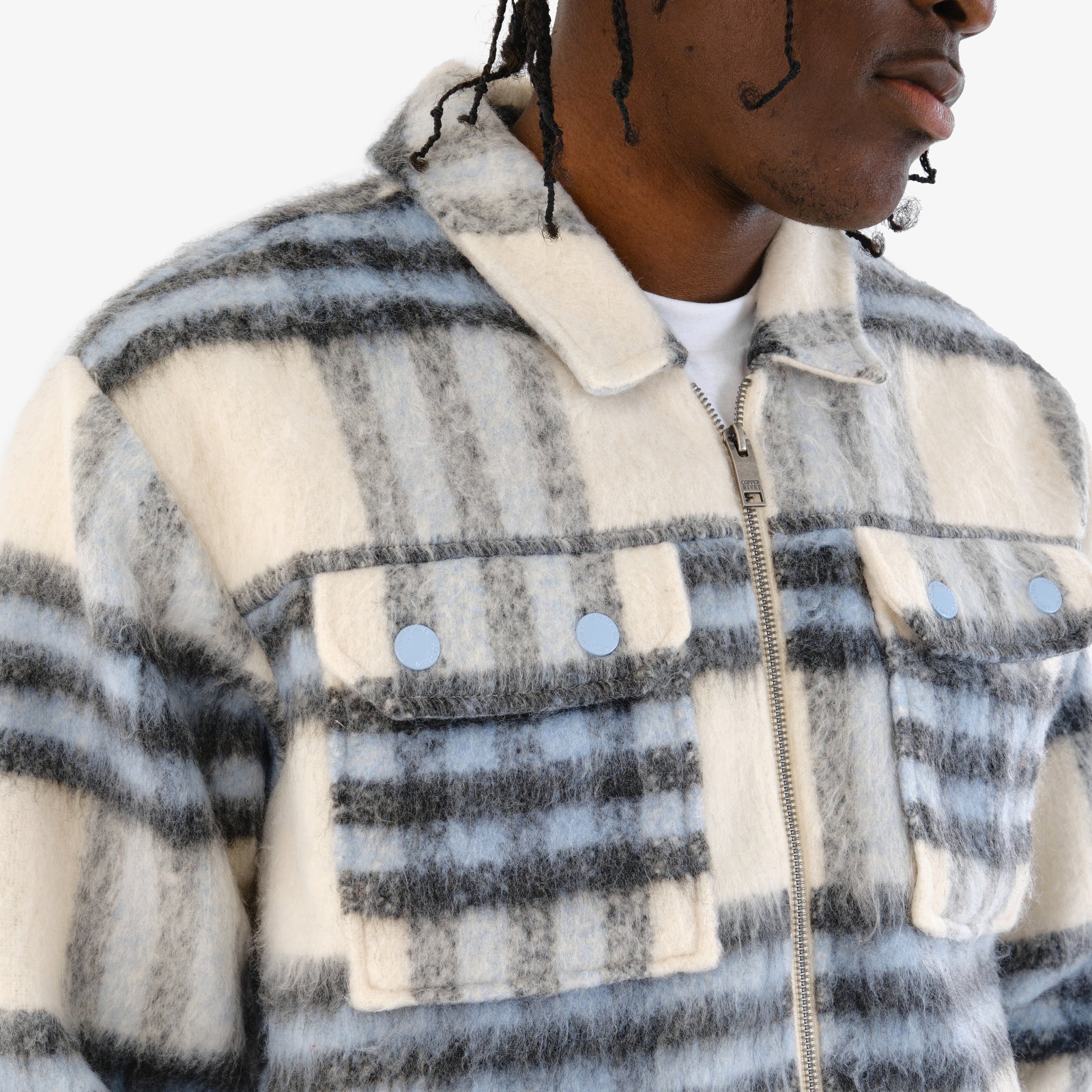 BLUE BRUSHED FLANNEL JACKET