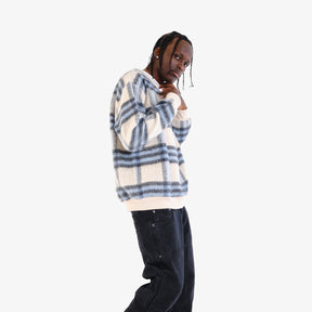 BLUE BRUSHED FLANNEL CREWNECK