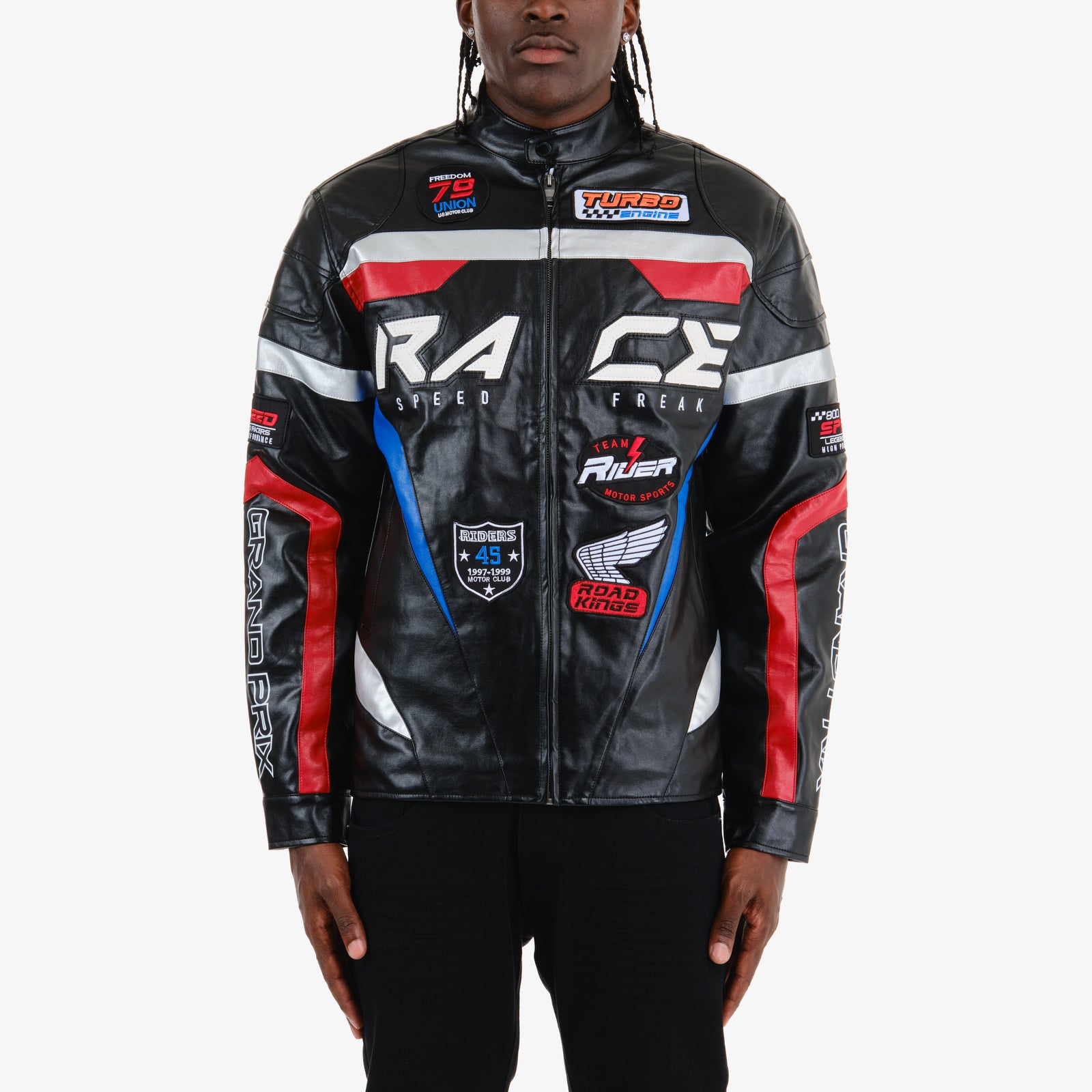 BLACK "RACE" MOTO LEATHER JACKET