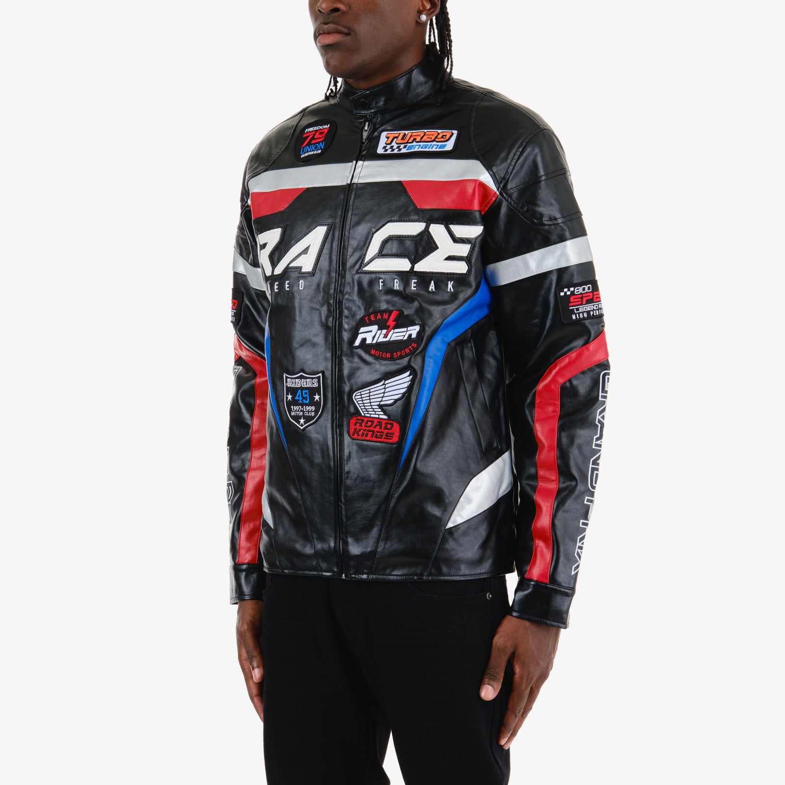 BLACK "RACE" MOTO LEATHER JACKET