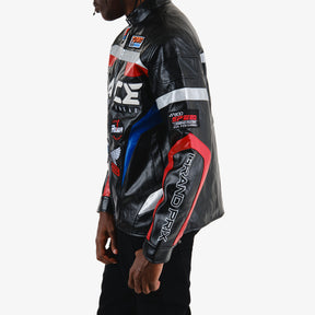 BLACK "RACE" MOTO LEATHER JACKET