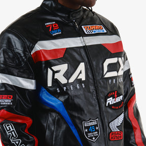 BLACK "RACE" MOTO LEATHER JACKET