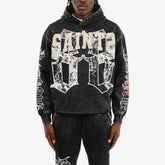 BLACK SAINT HOODIE W/ RHINESTONES