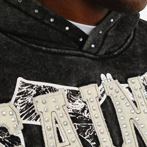BLACK SAINT HOODIE W/ RHINESTONES