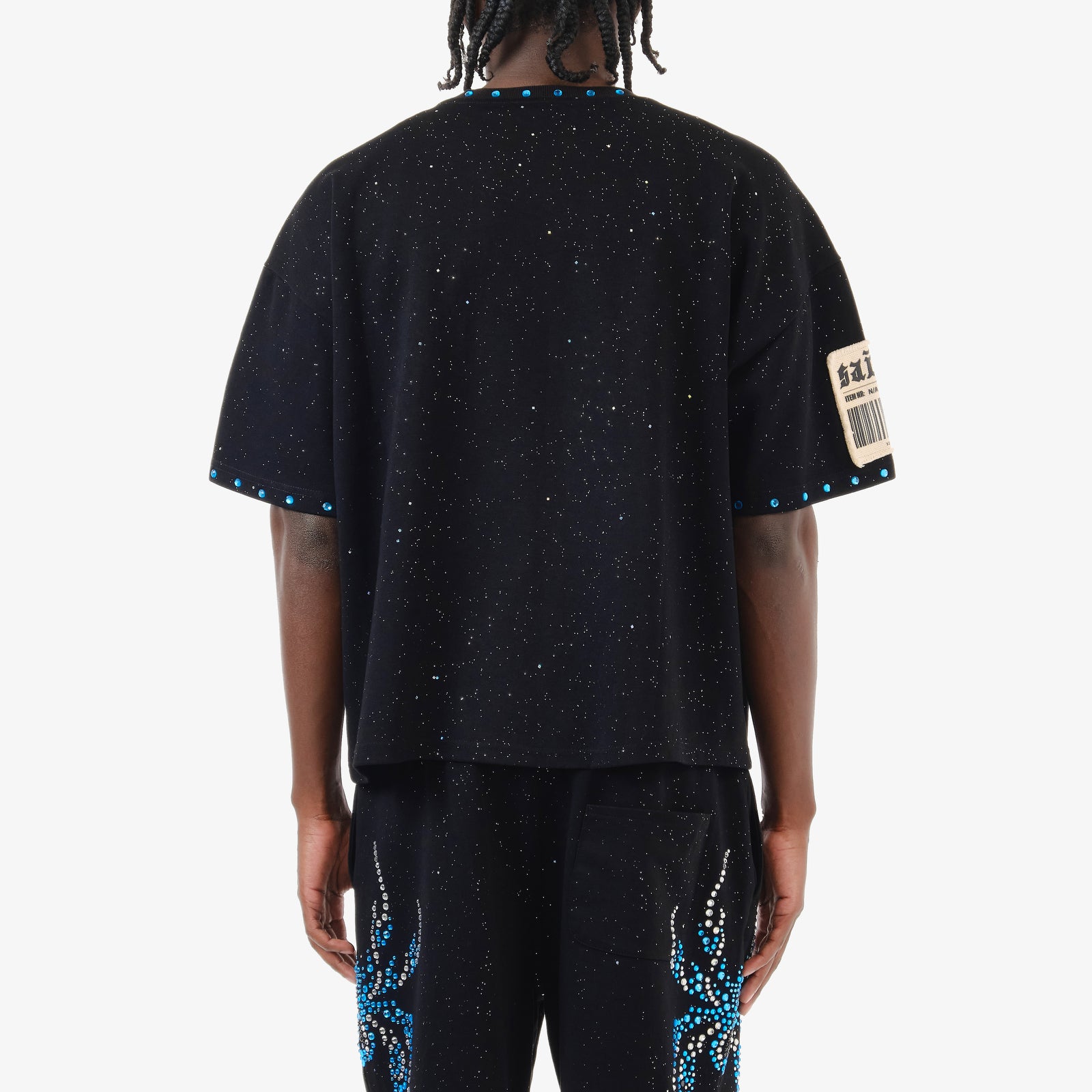 BLACK SPIDER W/ RHINESTONE CROP T-SHIRT