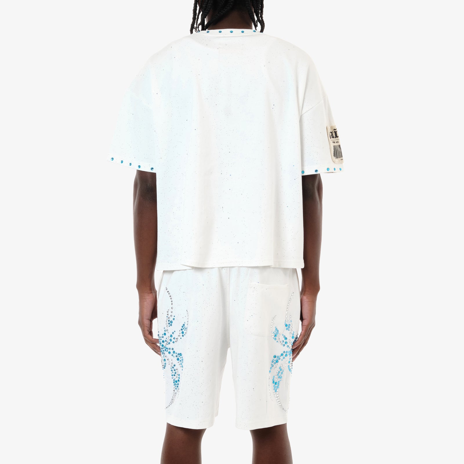 WHITE SPIDER W/ RHINESTONE CROP T-SHIRT