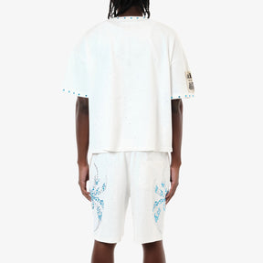 WHITE SPIDER W/ RHINESTONE CROP T-SHIRT