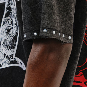 BLACK SAINTS W/ RHINESTONES CROP T-SHIRT