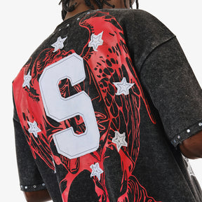 BLACK SAINTS W/ RHINESTONES CROP T-SHIRT