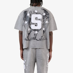 GRAY SAINTS W/ RHINESTONES CROP T-SHIRT