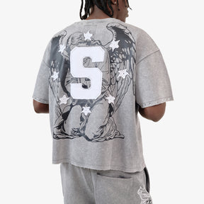 GRAY SAINTS W/ RHINESTONES CROP T-SHIRT