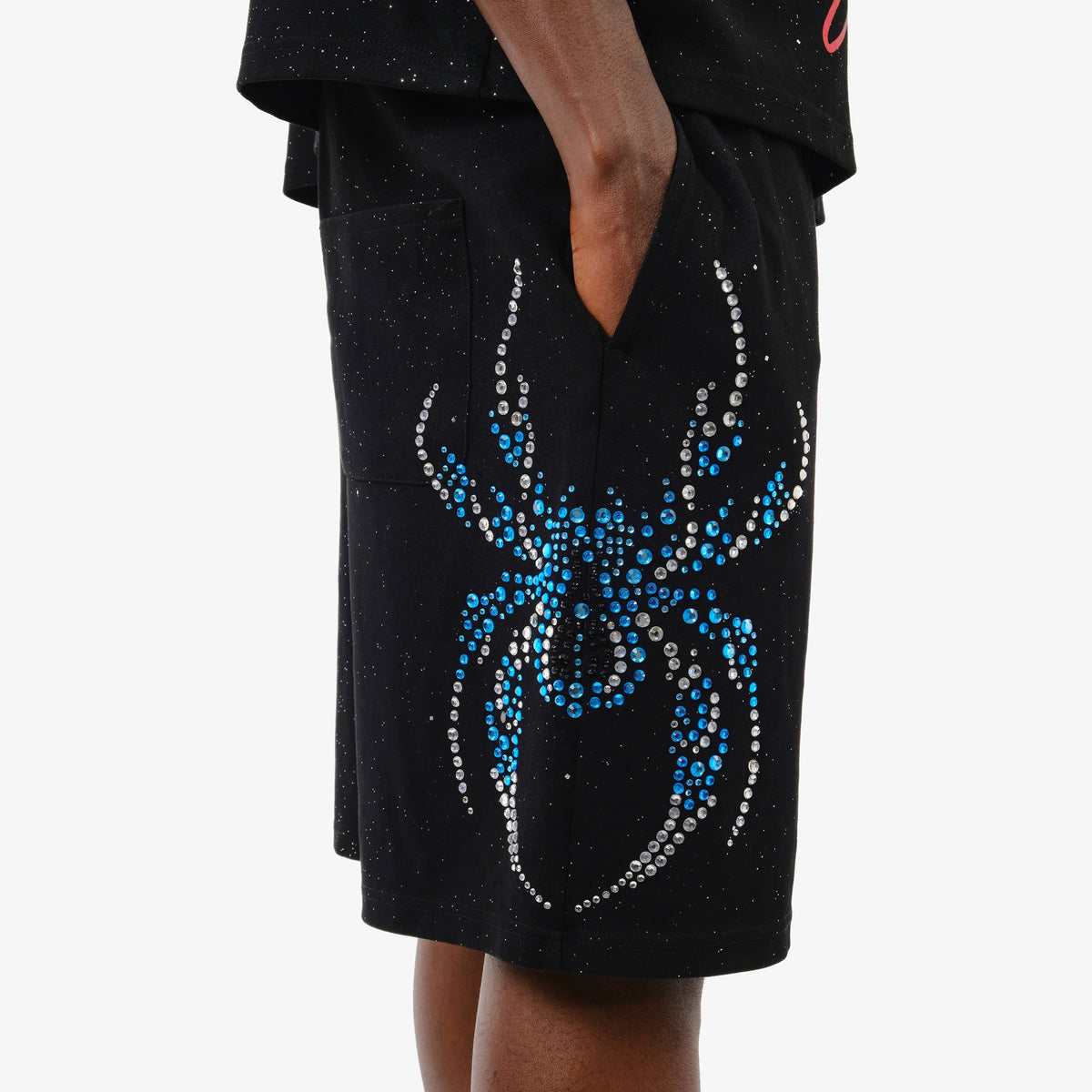 BLACK SPIDER W/ RHINESTONE SHORTS