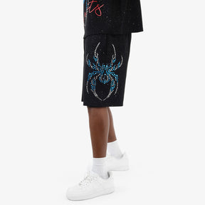 BLACK SPIDER W/ RHINESTONE SHORTS