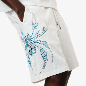 WHITE SPIDER W/ RHINESTONE SHORTS