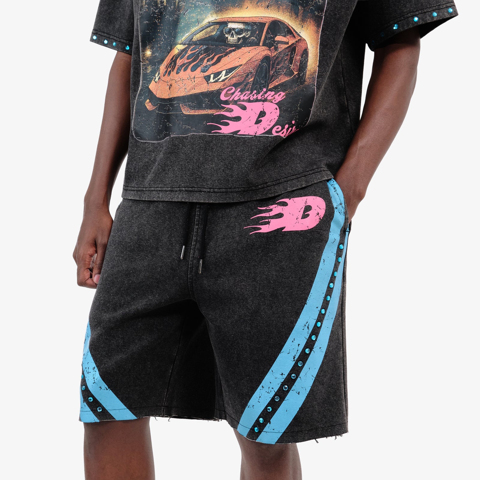 BLACK DREAMERS STRIPED SHORTS