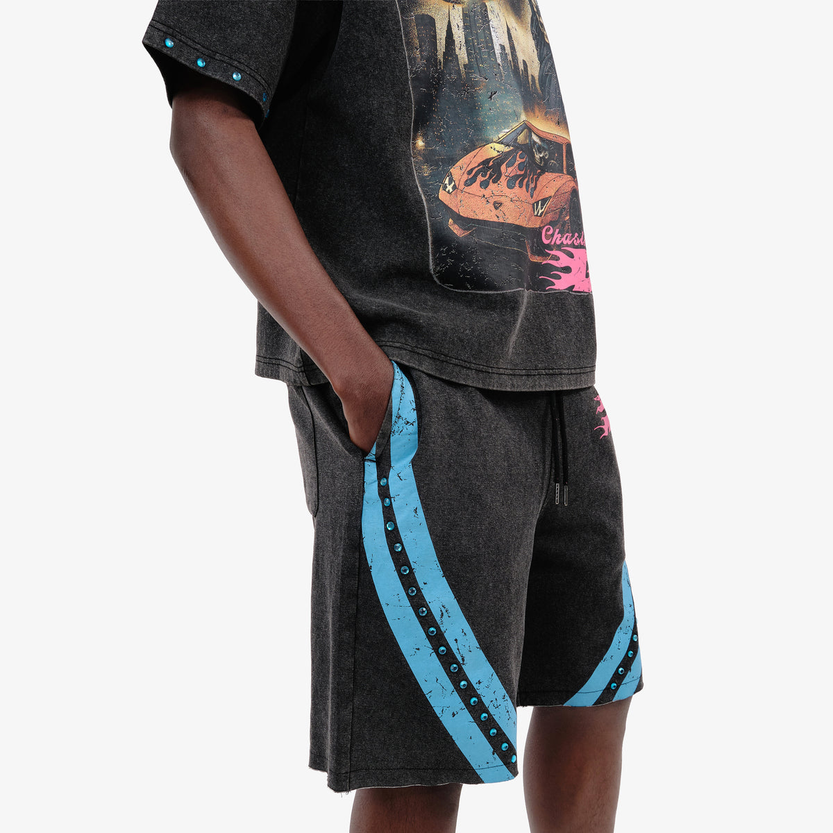 BLACK DREAMERS STRIPED SHORTS