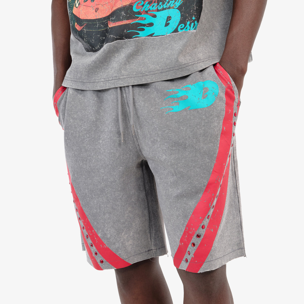 GRAY DREAMERS STRIPED SHORTS