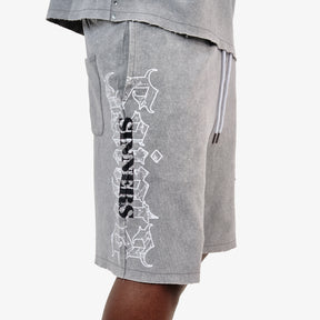 GRAY SAINTS SHORTS W/ RHINESTONES